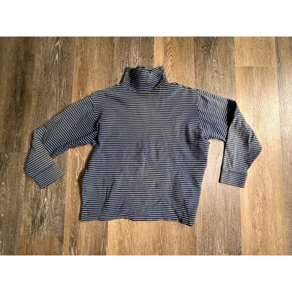 Vintage‎ Adler Turtleneck Mens Large Blue White Striped West Germany Long Sleeve